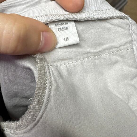 GARNET HILL Salt-Washed Slim Chino Pants Pebble Sz 10 Embroidered Organic Cotton - Picture 10 of 10